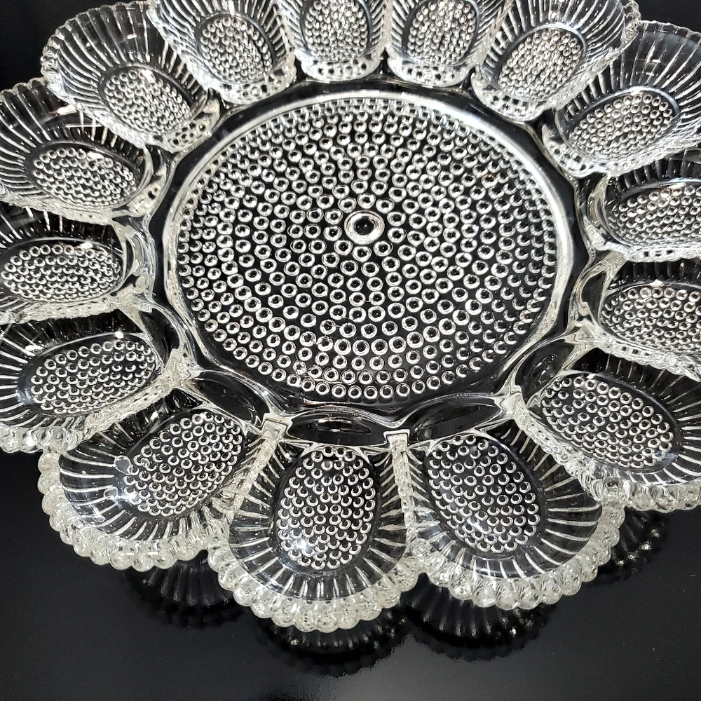 Vntg 11 1/4" 🥚🐣"Hobnail Clear" Deviled Egg Dish by Indiana Glass Made in 🇺🇸 - Picture 12 of 14